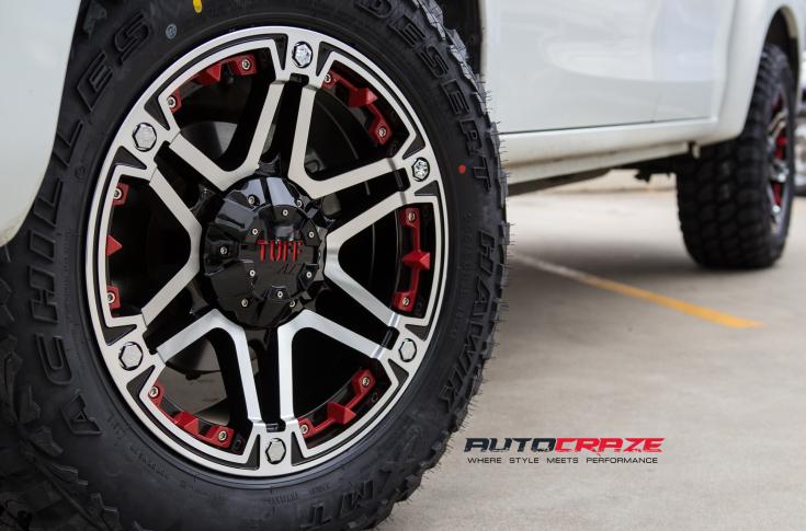 ISUZU DMAX T01 GLOSS BLACK MACHINED FACE WITH RED INSERTS
